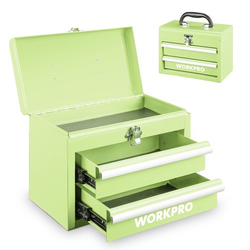 WORKPRO Mini Metal Tool Box Portable Tool Chest With 2 Drawers