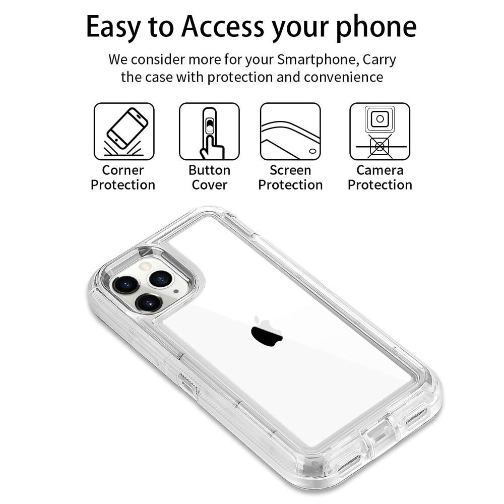 For iPhone 17 16 15 14 13 12 11 Clear Case Heavy Duty Shockproof Defender Cover