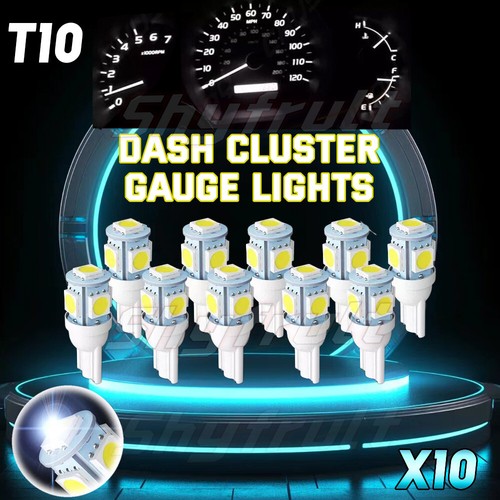 10x Green T10 5SMD LED Bulbs – For Speedometer, Gauge Cluster & Dash Lights – IP67 Waterproof