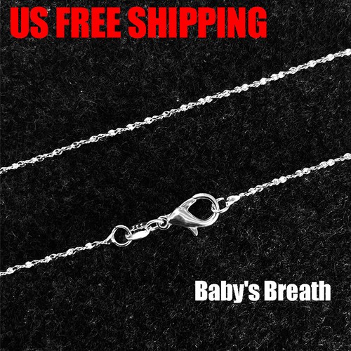 925 Silver Plated Baby's Breath Chain Necklace Ring Lock Women's