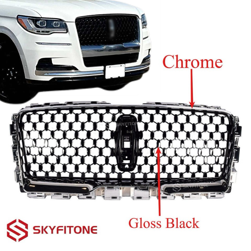 Fit 2022-2024 Lincoln Navigator Front Grille Black Outer Frame