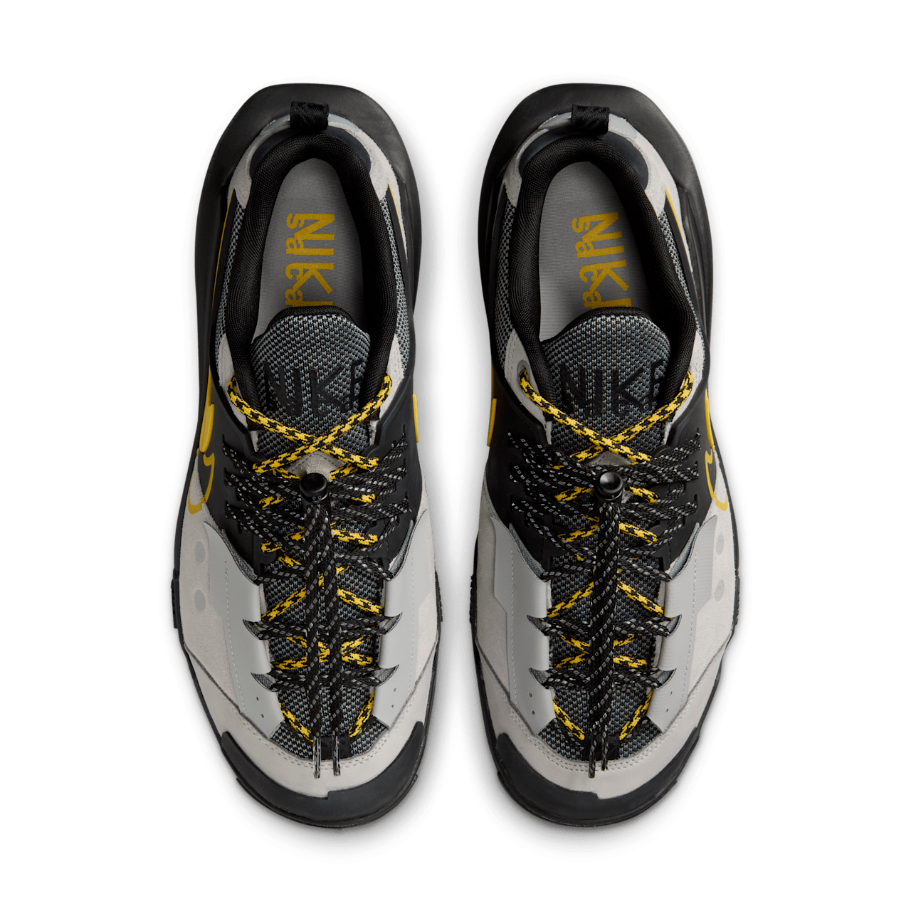Sacai × Nike Zegamadome SP Matte Silver Tour Yellow HQ8618-002