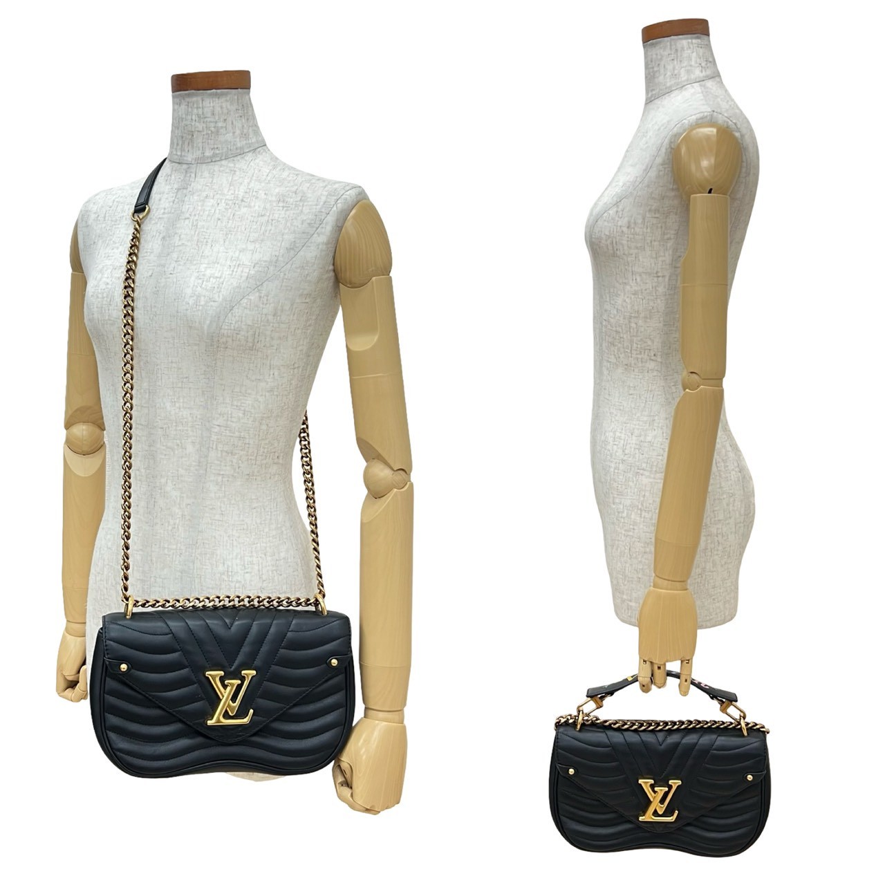 LOUIS VUITTON New Wave Shoulder Bag leather black M63929 | eBay
