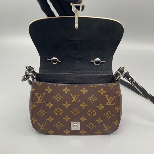 Louis Vuitton Monogram Chain It PM Brown Black Handbag 2way LV