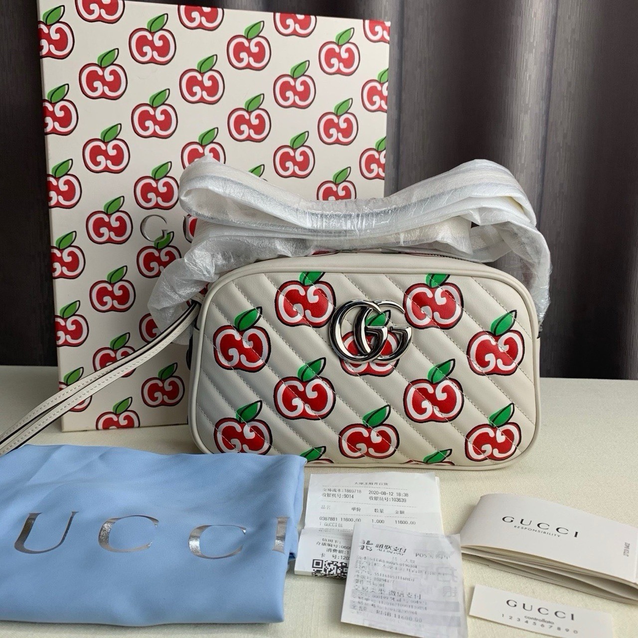 Authentic Gucci GG Apple Print Camera Bag 24cm Small | eBay