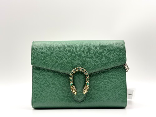 GUCCI GG GHW Dionysus Chain Shoulder Bag Calfskin Leather Green