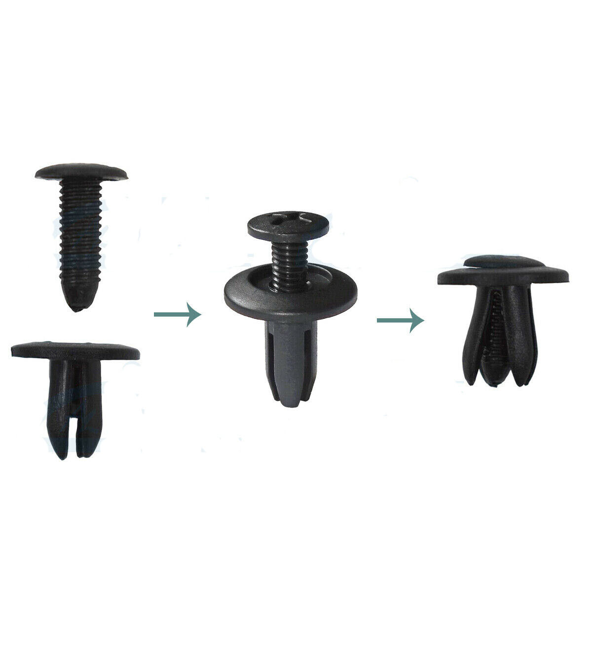 10x Gabex Universal Black Plastic Trim Clips Retainer 6-7mm Head 14mm