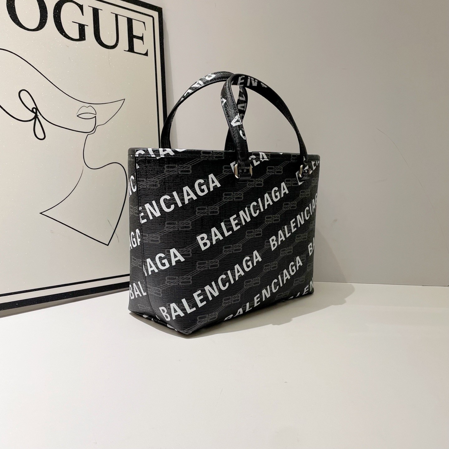 Balenciaga Logo Tote Bag Signature Shoulder Coated Canvas Canvas