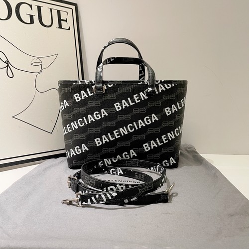 Balenciaga Logo Tote Bag Signature Shoulder Coated Canvas Canvas