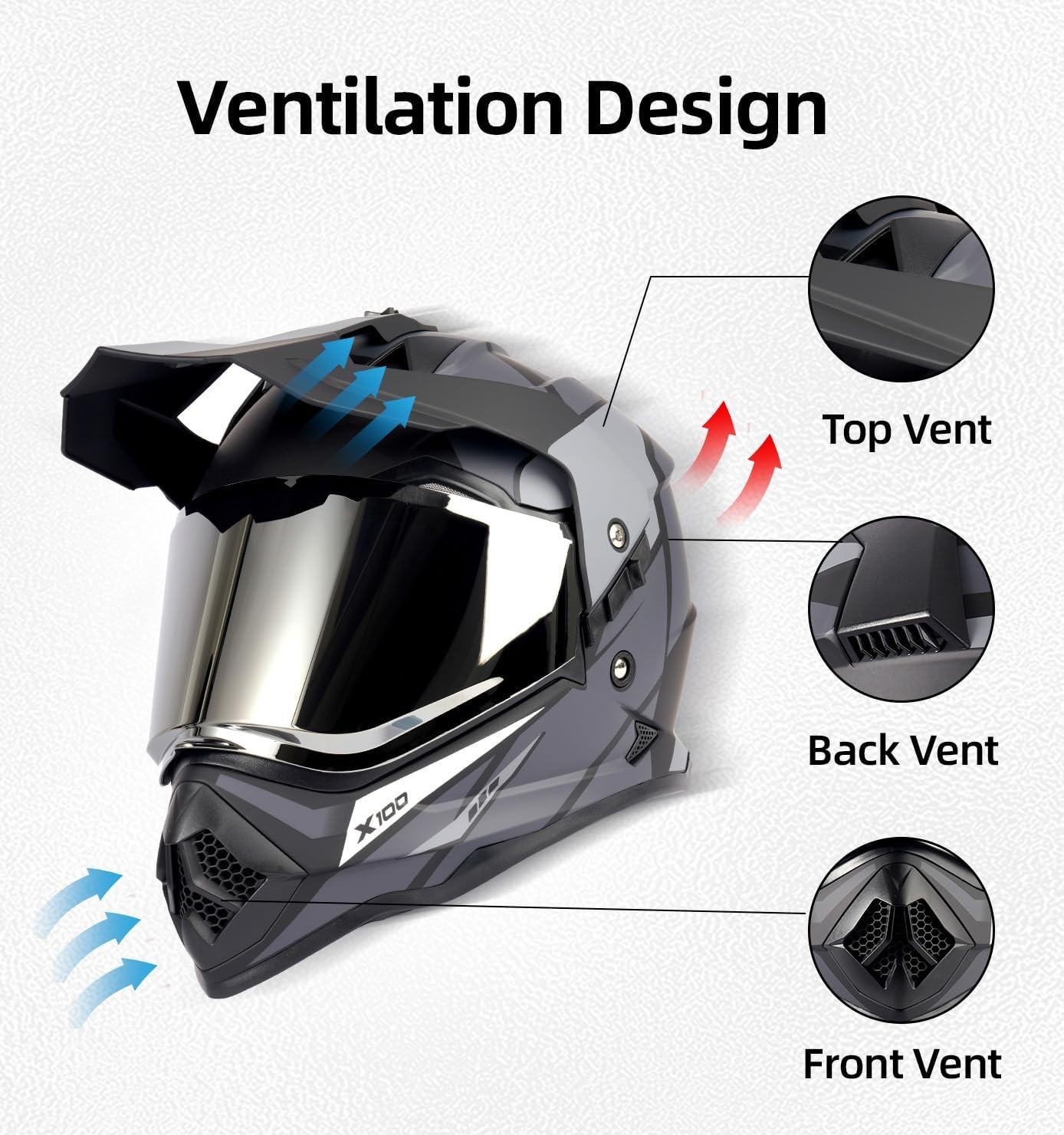 Motorcycle Helmet Dual Sport Adventure DOT Matte Black ATV Bike Motocross  Visor | eBay