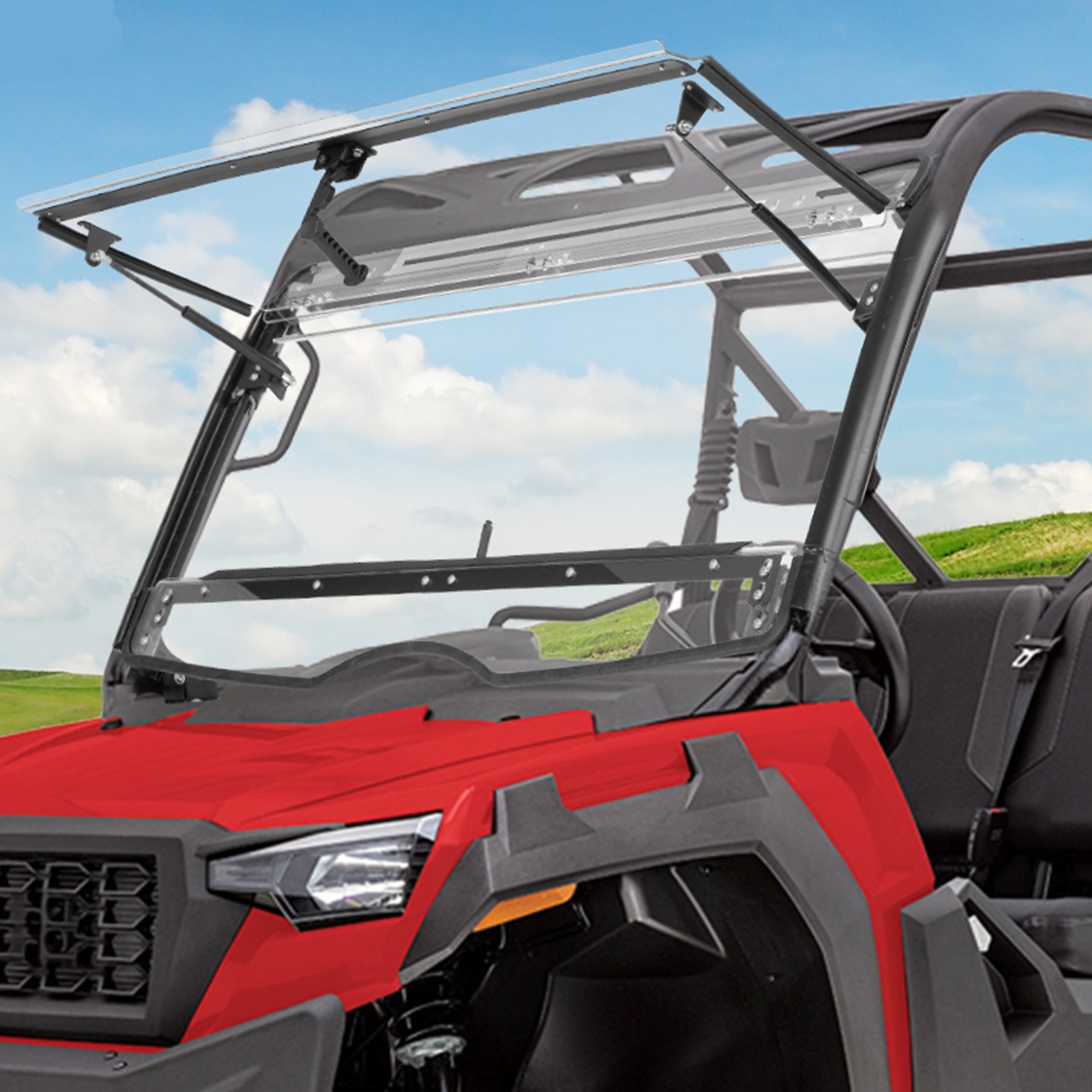3-IN-1 Vented Flip Windshield Hard Coated for TRACKER OFF ROAD 800