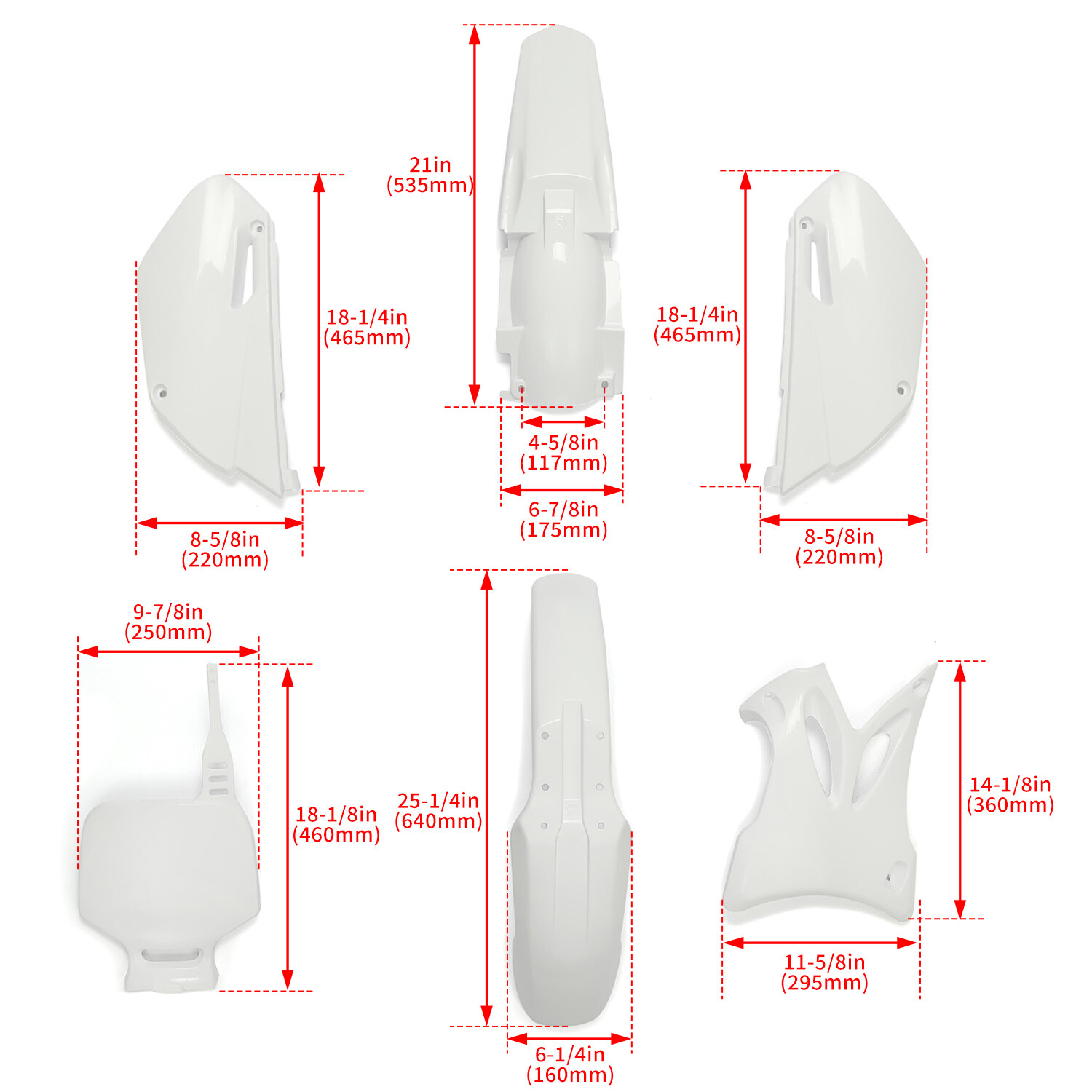 Complete Plastics Kit White Fender Body Cover Fairing For Yamaha