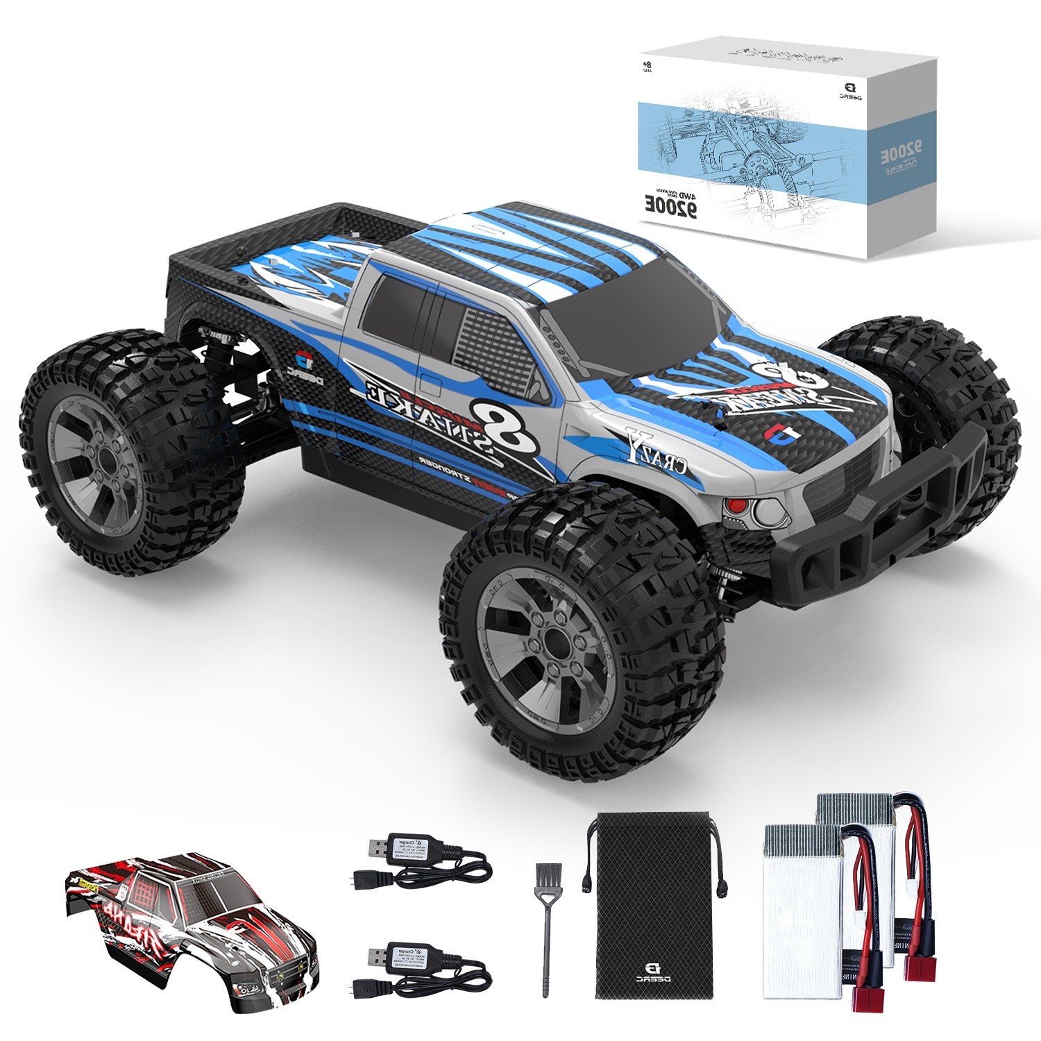 DEERC 9200E RC Truck 1:10 Scale High Speed 48KM/H 4WD Off Road Car