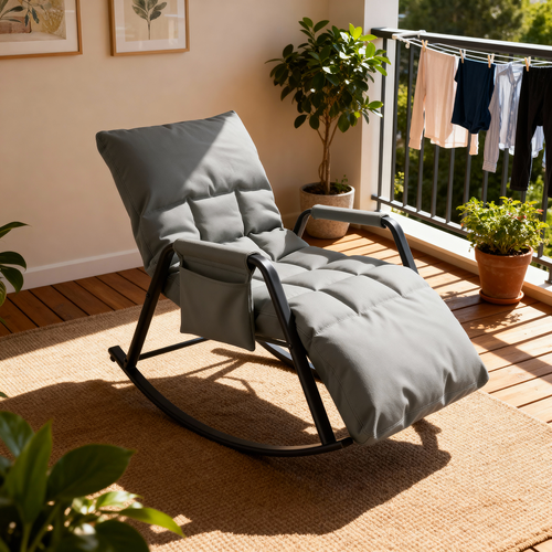 Schaukelstuhl Relaxstuhl Schwingsessel Lehnstühle Stühle Ruhesessel Stühle Grau
