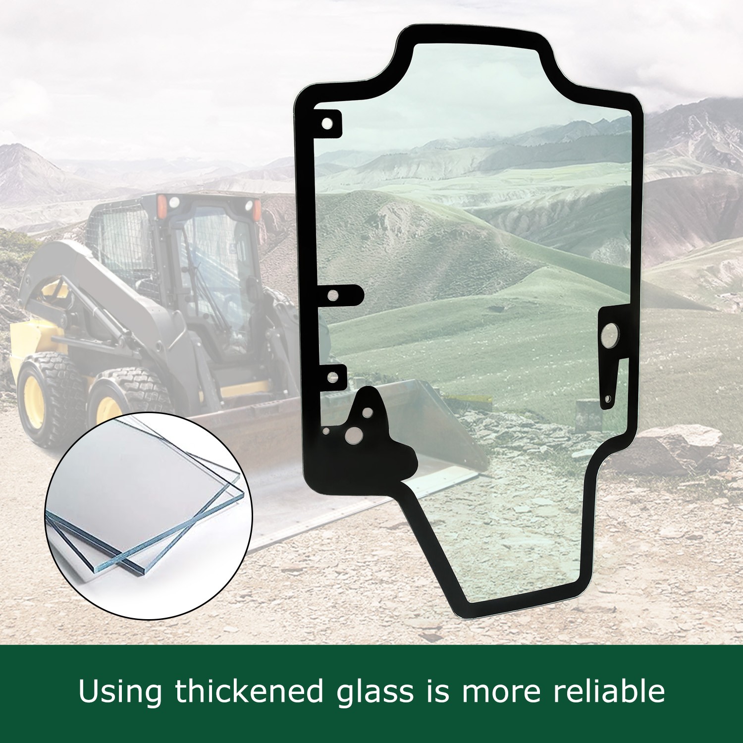 KUAFU Tinted Cab Door Glass Windshield Replacement For Case New Holland Skid Steer Loaders