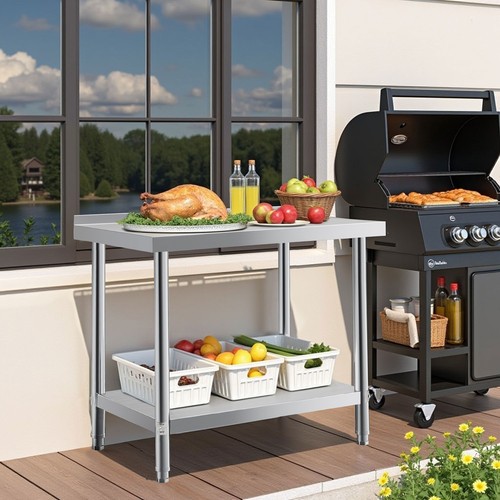 Küchentisch Edelstahl Küche Arbeitstisch Aufkantung Gastronomie Tisch 60cm/90cm