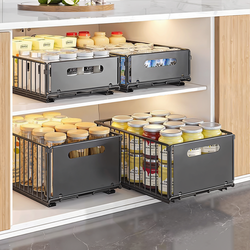 2 x Teleskopschublade Ausziehbare Schublade Küchenschublade Schrank Organizer