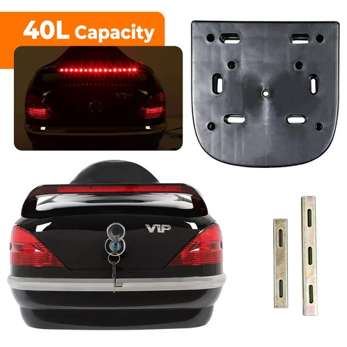 40L Motorcycle Tail Box Universal Rear Tour Trunk Tail Light For