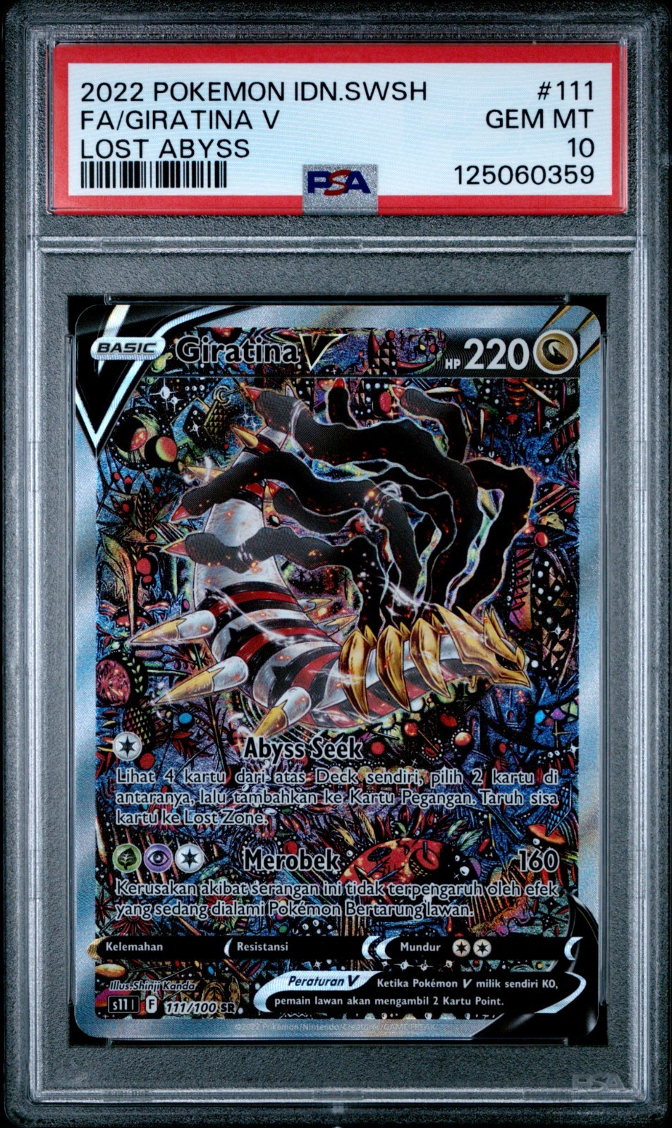 2022 Pokemon Japanese Giratina V 111/100 PSA 10 GEM MINT Lost