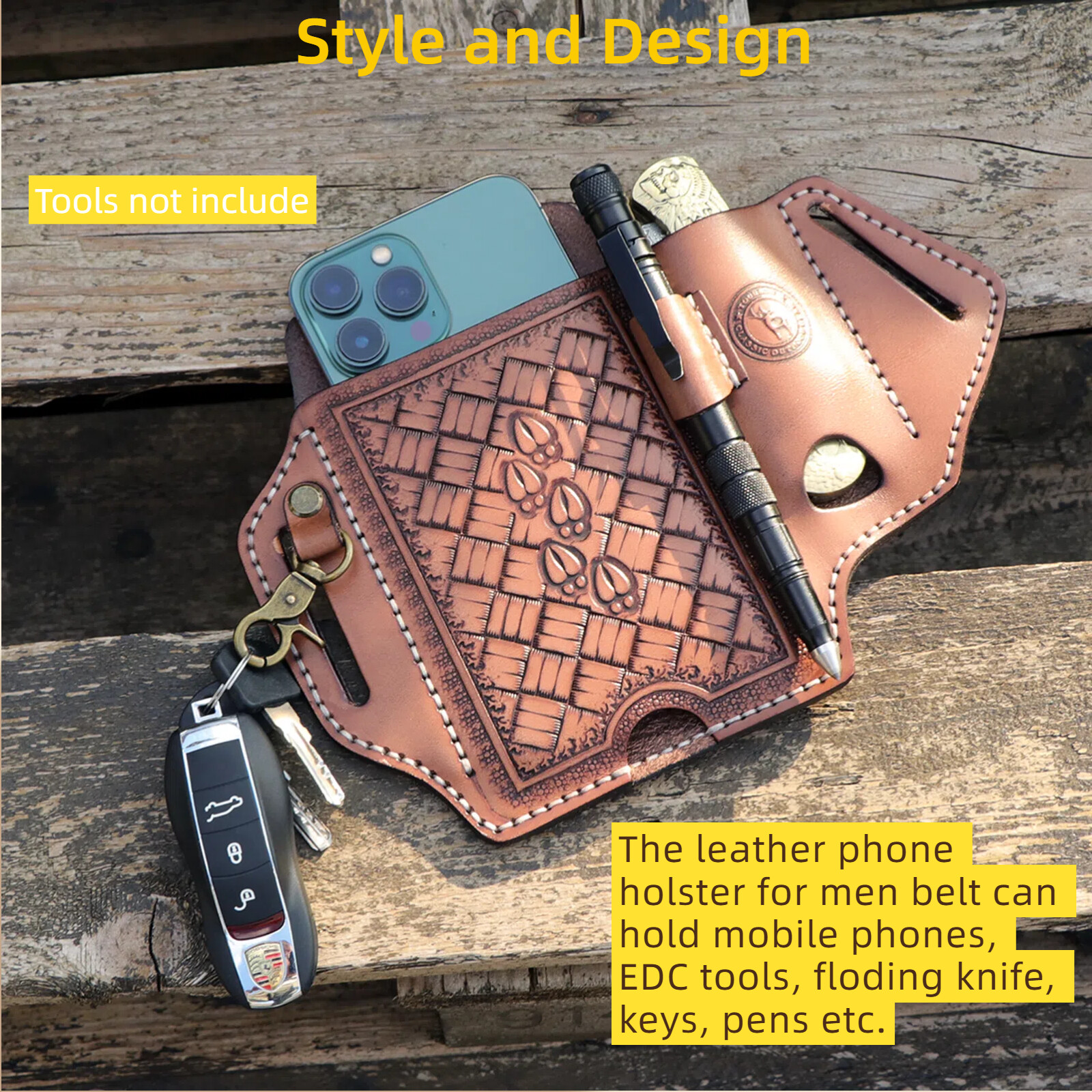 Leather Cell Phone Case Knife Sheath Belt Carry Holder EDC  display picture 1