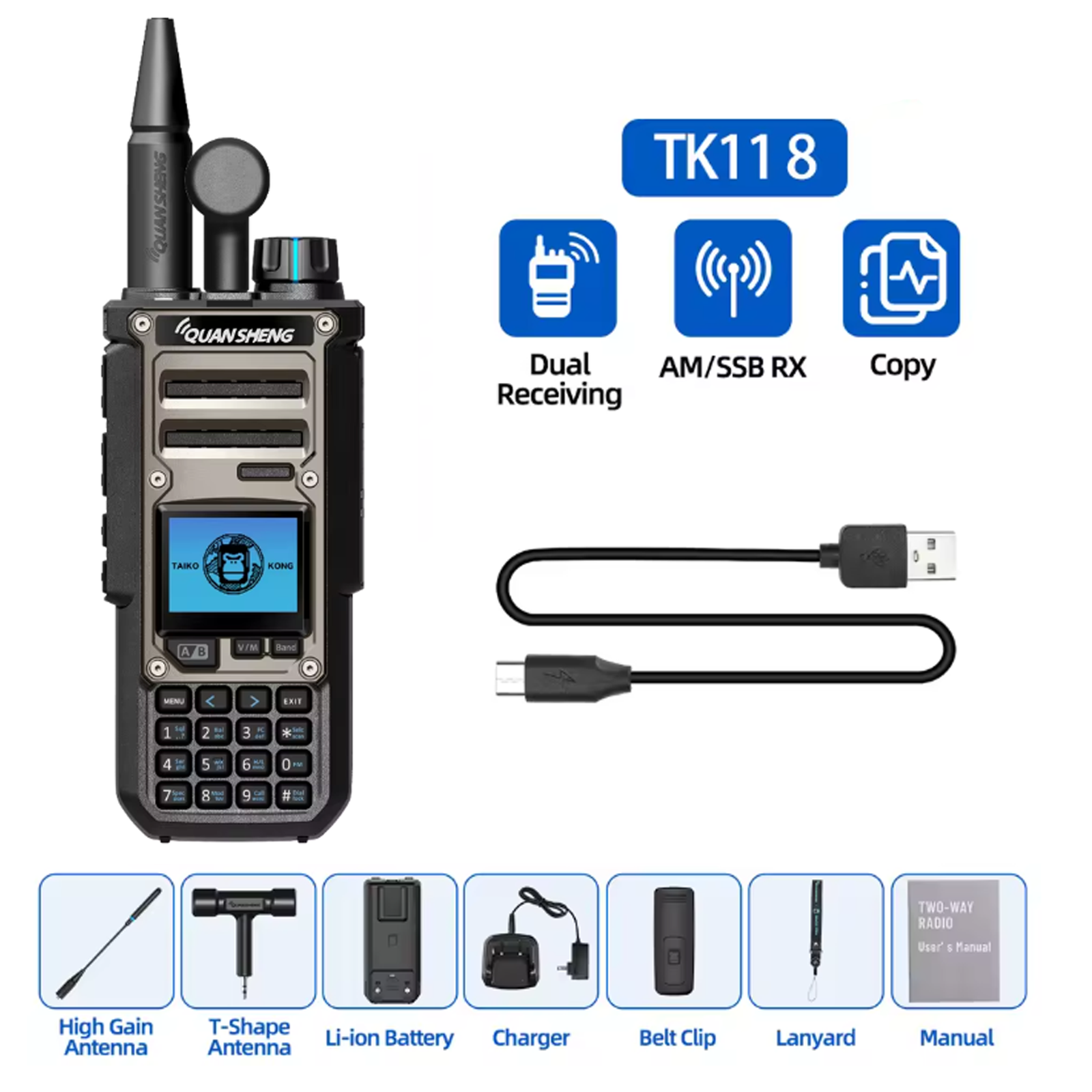 Quansheng TK11(8) 10W Walkie Talkie 3000mAh Magic Voice