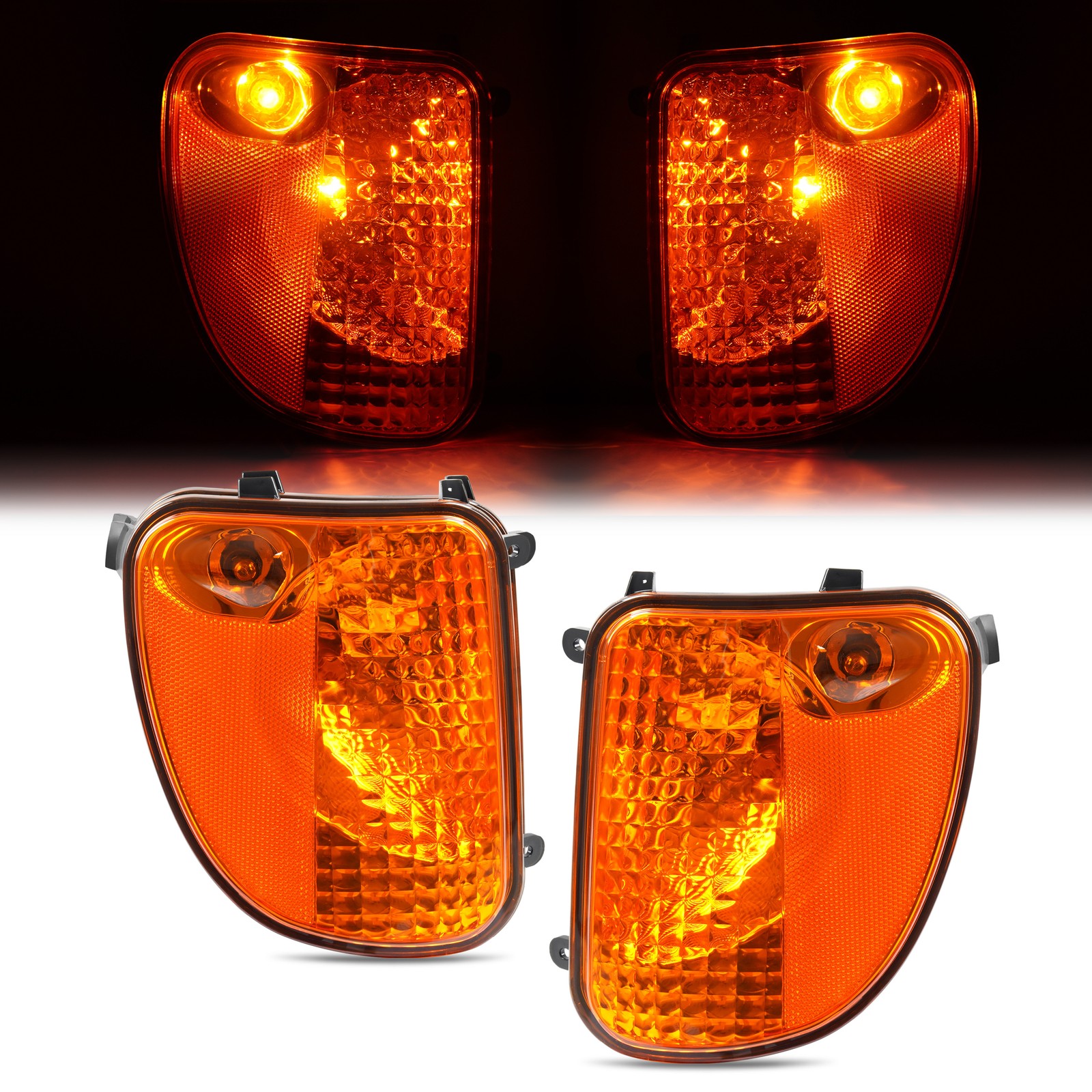Pair Amber Lens Side Marker Light Turn Signal Lamp W/Bulbs For