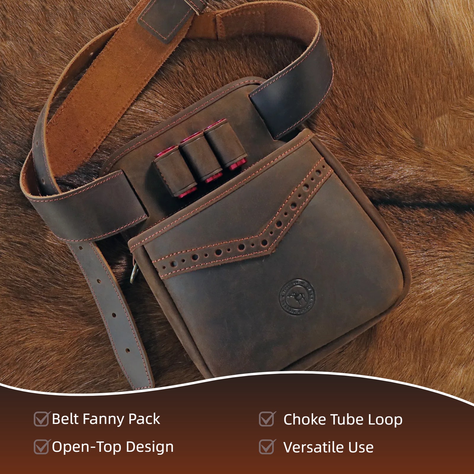 Leather Skeet Trap Shooting Ammo Storage Pouch Shotgun Shell