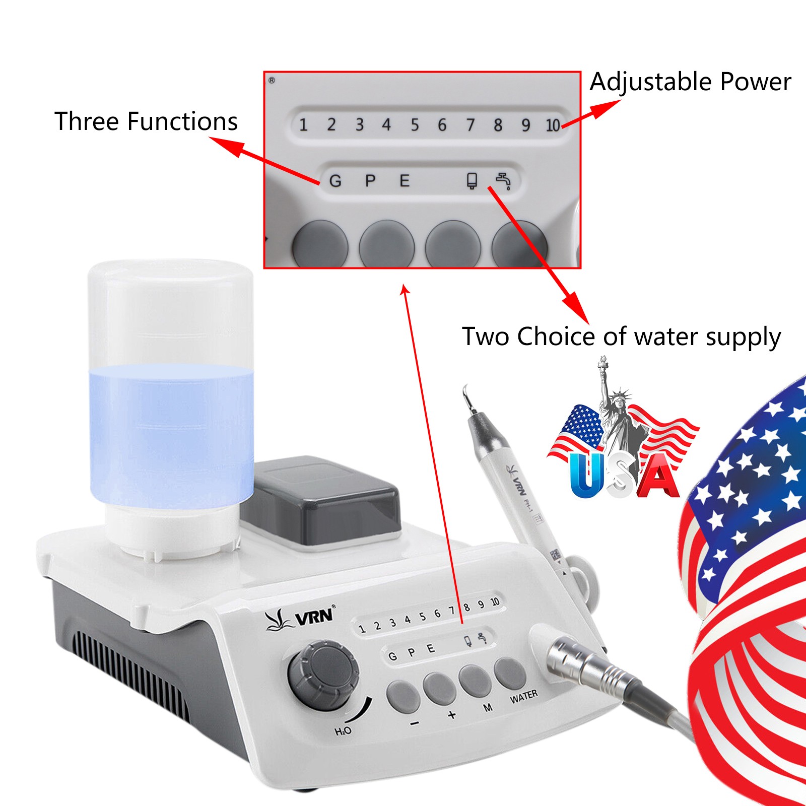LED Dental Ultrasonic Piezo Scaler Handpiece Bottles Fit EMS