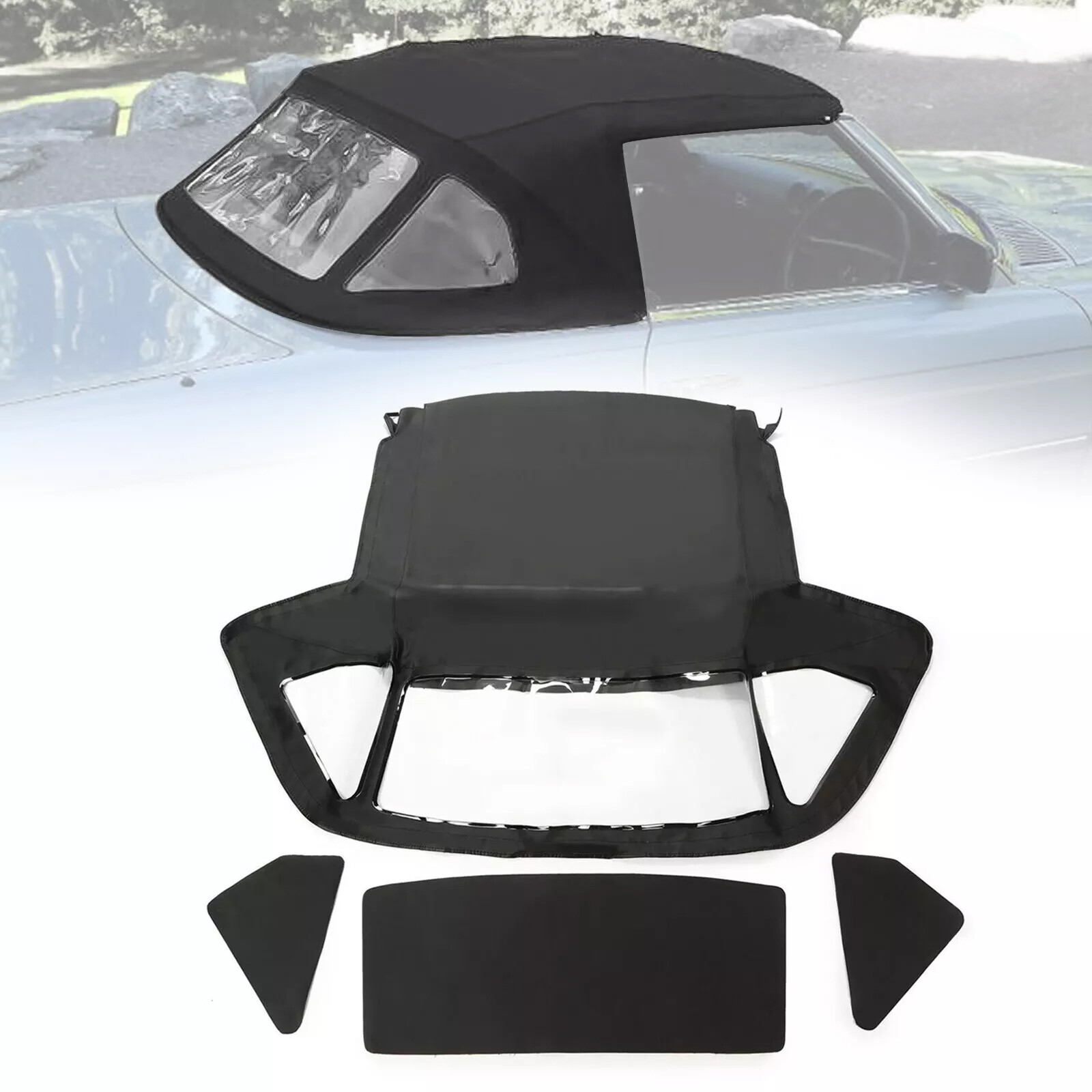 For Mercedes-Benz 350SL 1972-1973 Black Convertible Soft Top w