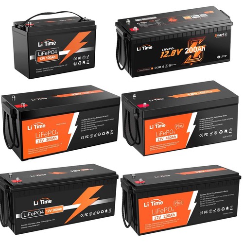 LiTime 12V 100Ah 200Ah 300Ah LiFePO4 Lithium Battery for RV Off