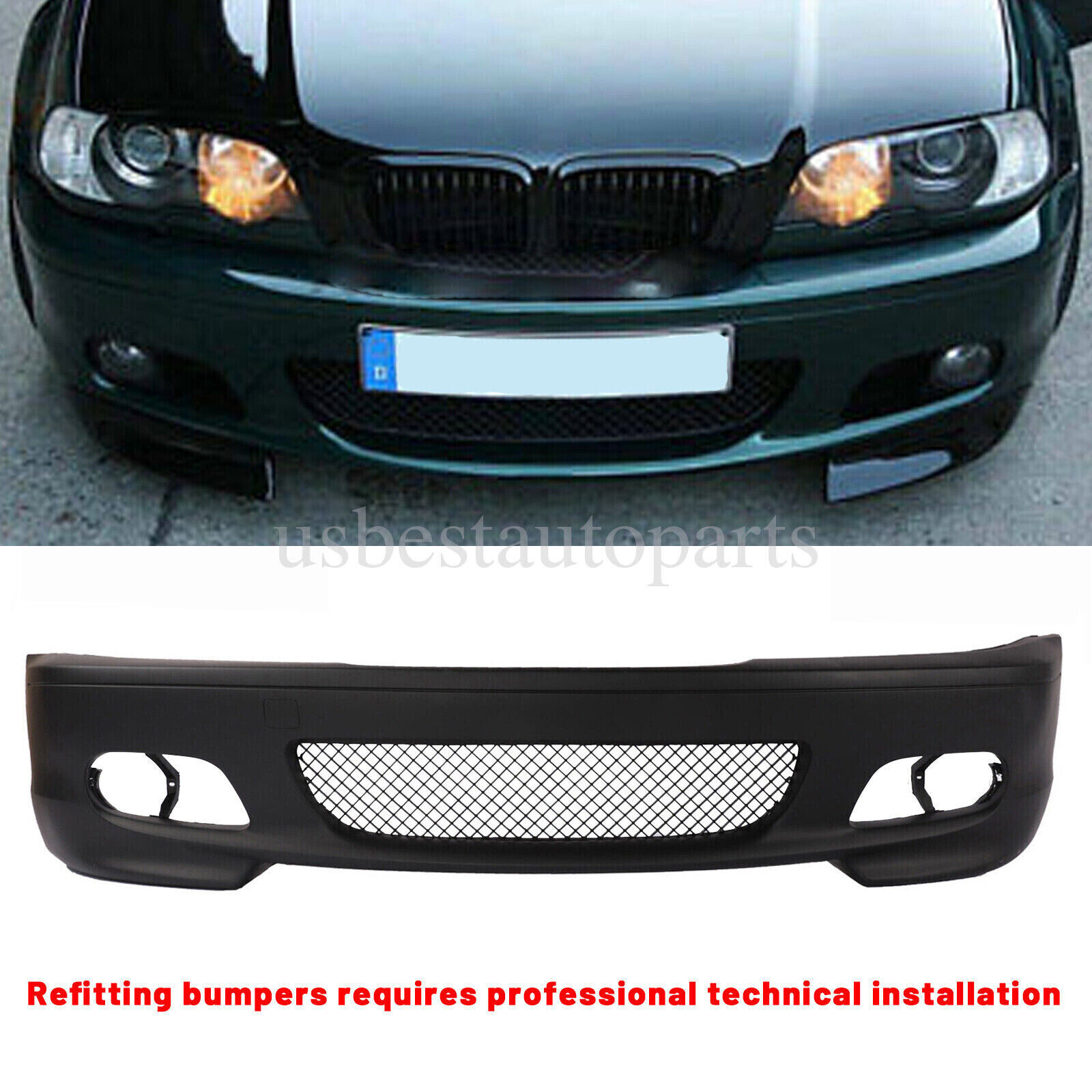 Front Bumper Assembly Fit M-tech Style For BMW 3-Series E46 2000