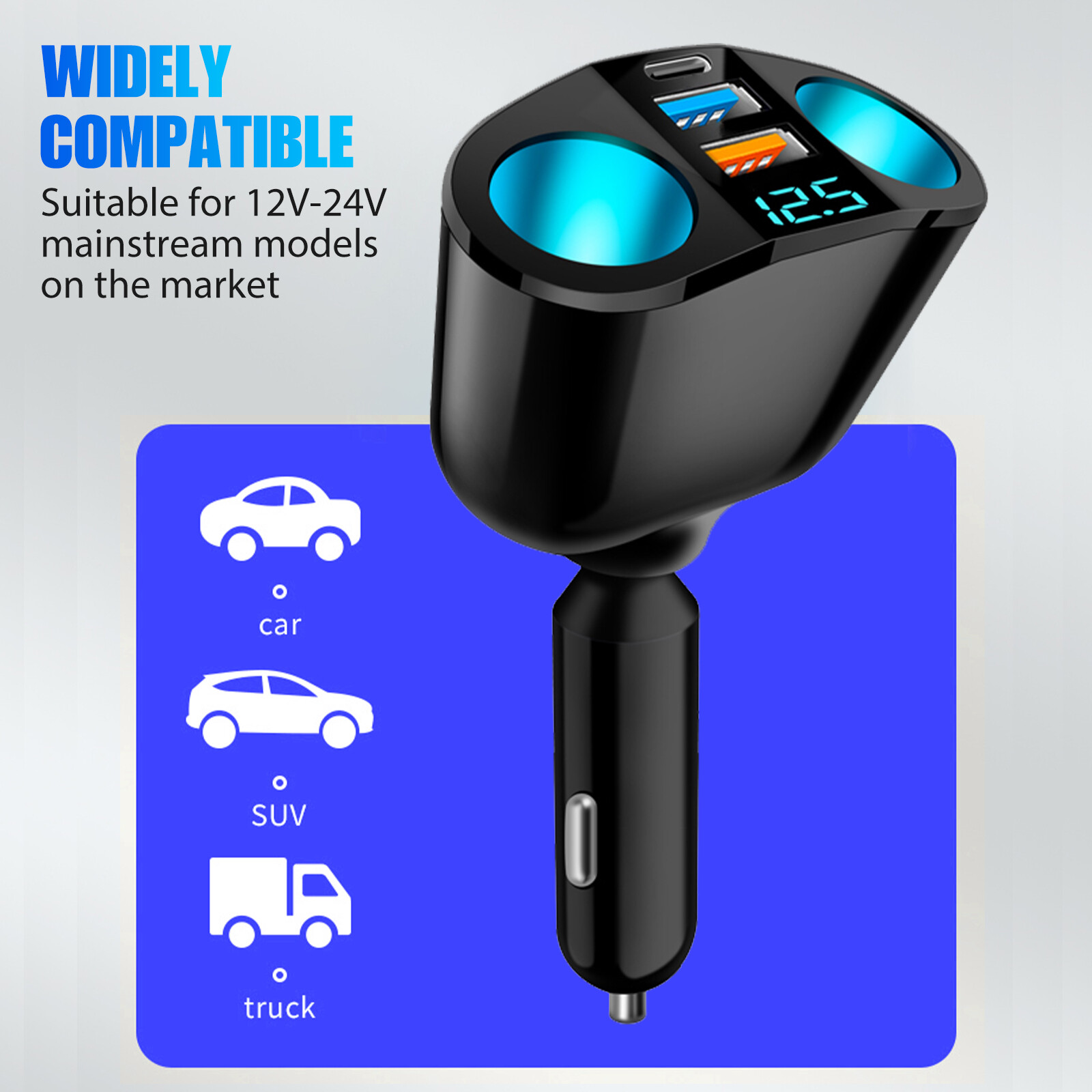 Usb Car Cigarette Lighter Socket Splitter Power Adapter Charger Outlet 12V