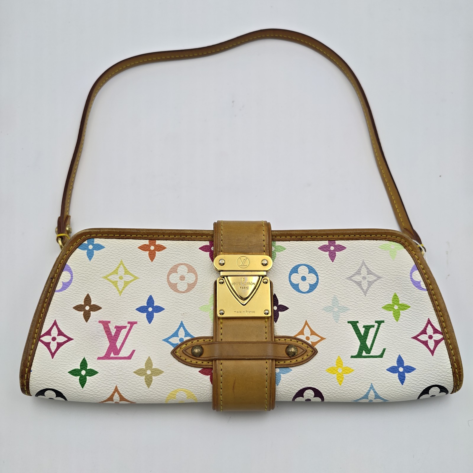 Louis Vuitton Vintage Shoulder Bag White Multicolor Monogram