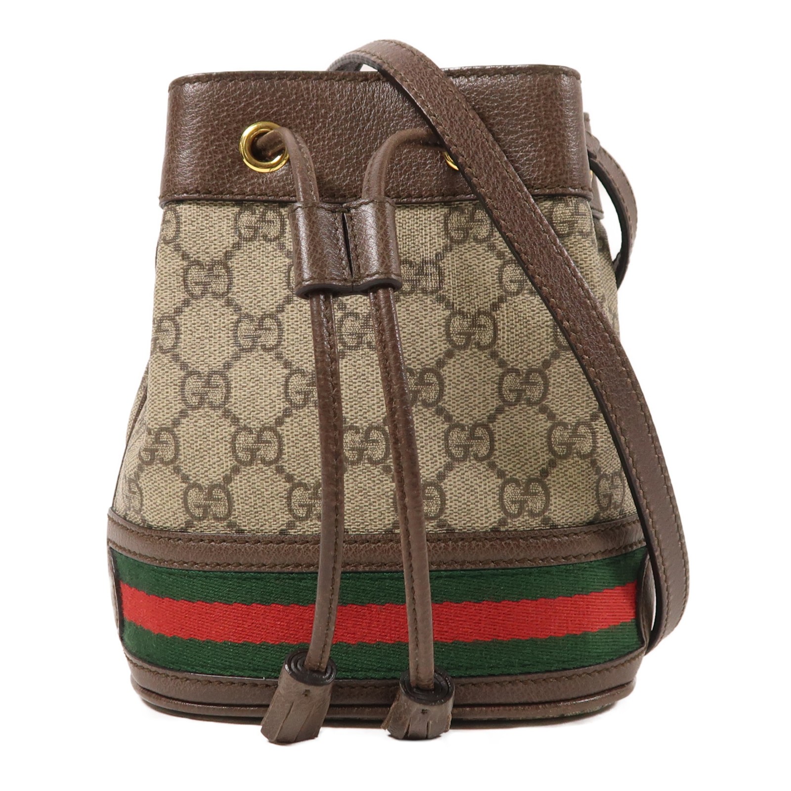 GUCCI GG GHW Ophidia Mini Bucket Shoulder Bag 550620 Coated Canvas