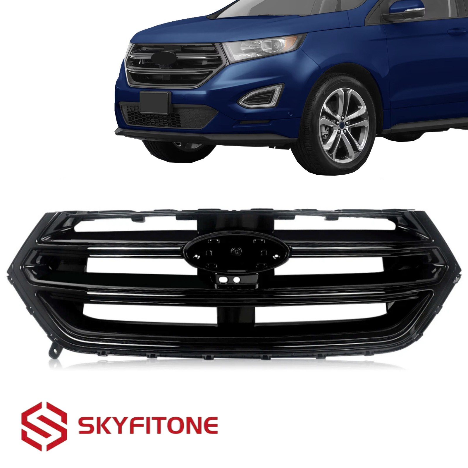 Front Upper Grille W/ Camera Hole For 2015 2016 2017 2018 Ford