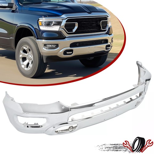 Chrome Front Bumper Face Bar For Ram 1500 2013-2024 - No Fog Light Holes - Steel