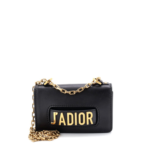Dior J'ADIOR Mini Flap Crossbody Bag Black Grained Leather Gold
