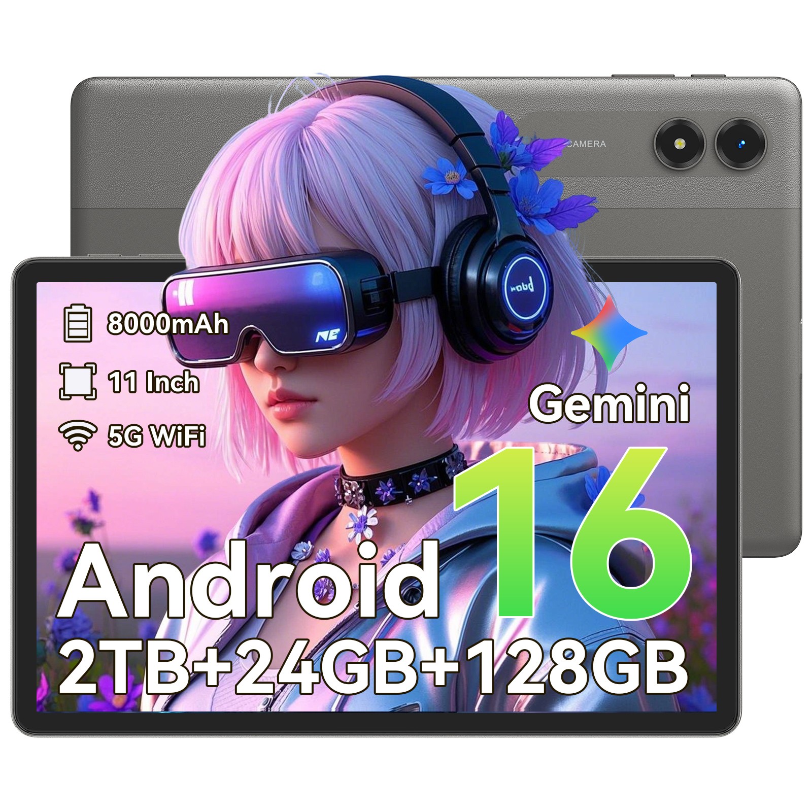 TABWEE T50 Android 16 Tablet 11 Inch 24GB+128GB Octa-Core T615