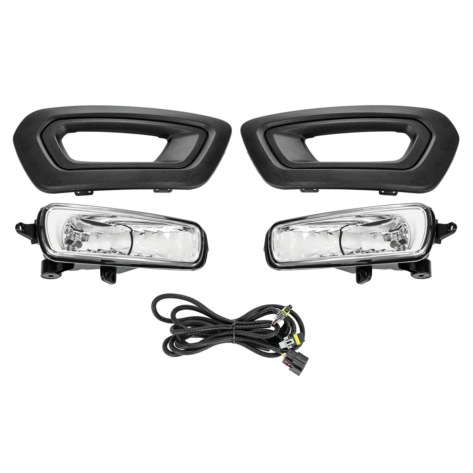 Left & Right Fog Lights W/ Bezels & Bulb & Wiring Kit For Ford