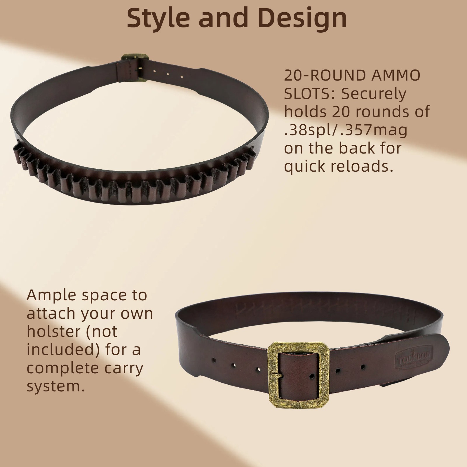 Ceinture à Cartouches En Cuir TOURBON Pour Calibres 9 Mm Et 38 Style Ceinture Ou Bracelet Accessoire Tir Sportif 470685
