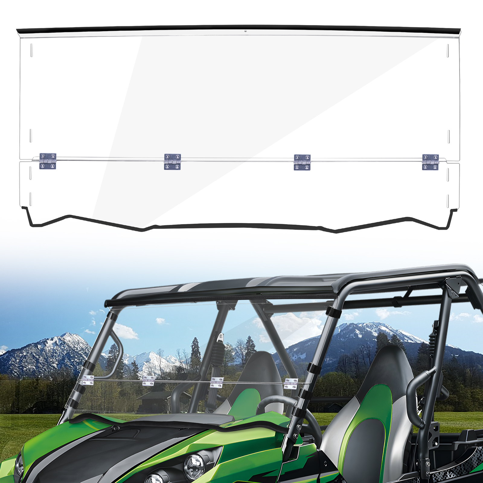Flip Window Front Windshield for 2016-2025 Kawasaki Teryx 800