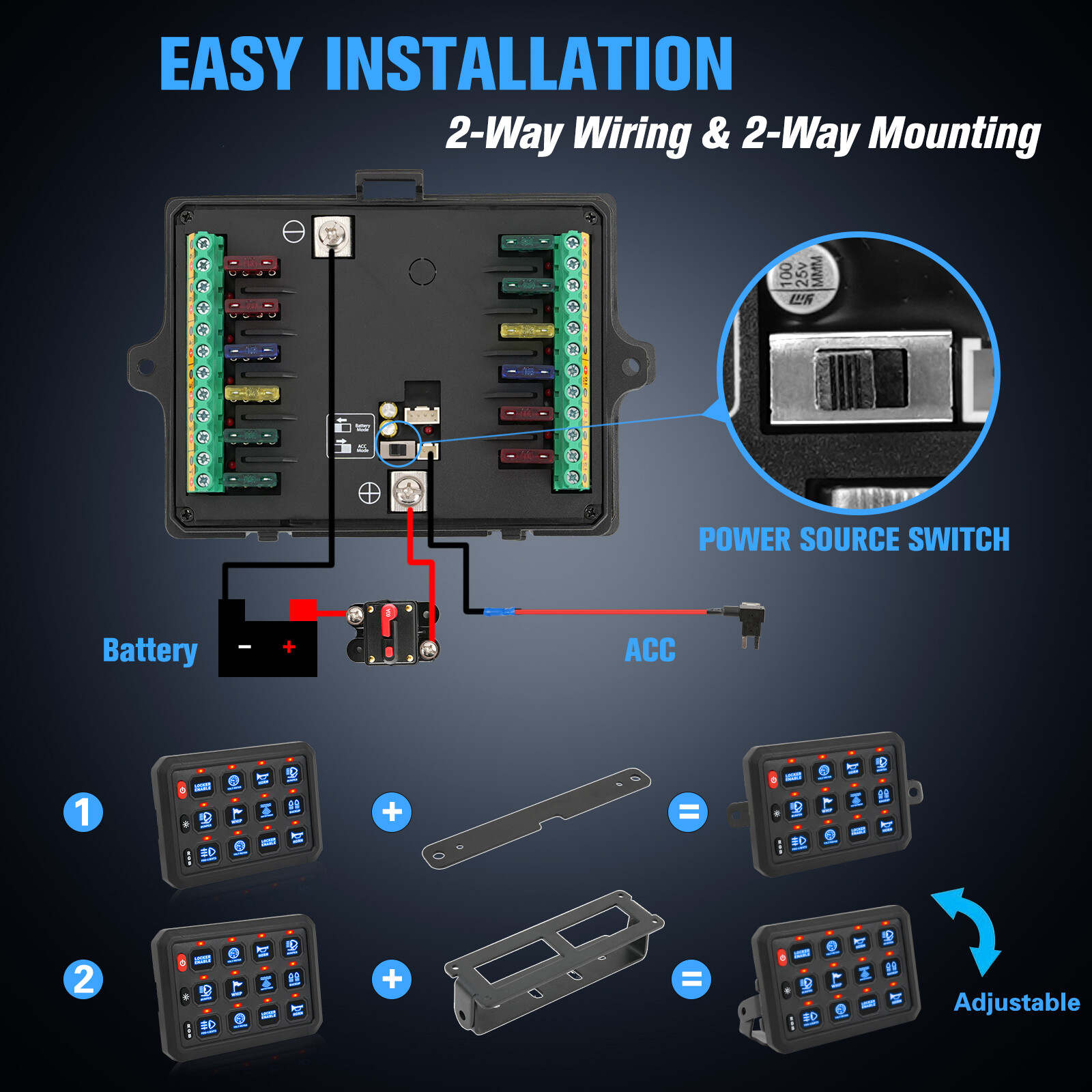 Wireless RGB Switch Panel - P1s 12 Gang ON/OFF Circuit Remote Control ...