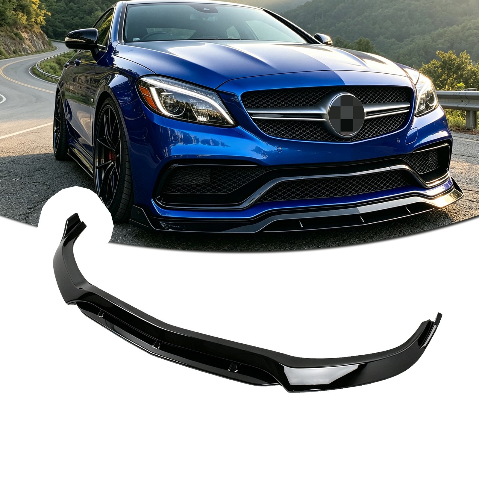 Gloss Black BRB Style Front Bumper Lip For 2015-21 Mercedes Benz W205 C63 AMG S