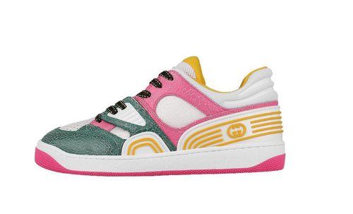 GUCCI Basket Leather Low-top Sneakers For Women Pink Green 725905