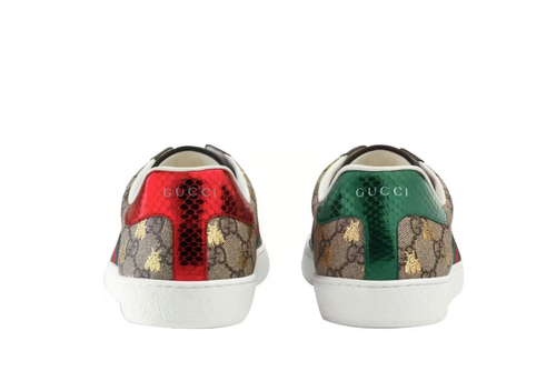 Gucci Ace Bee Print Canvas Casual Sneakers Men's Brown 548950