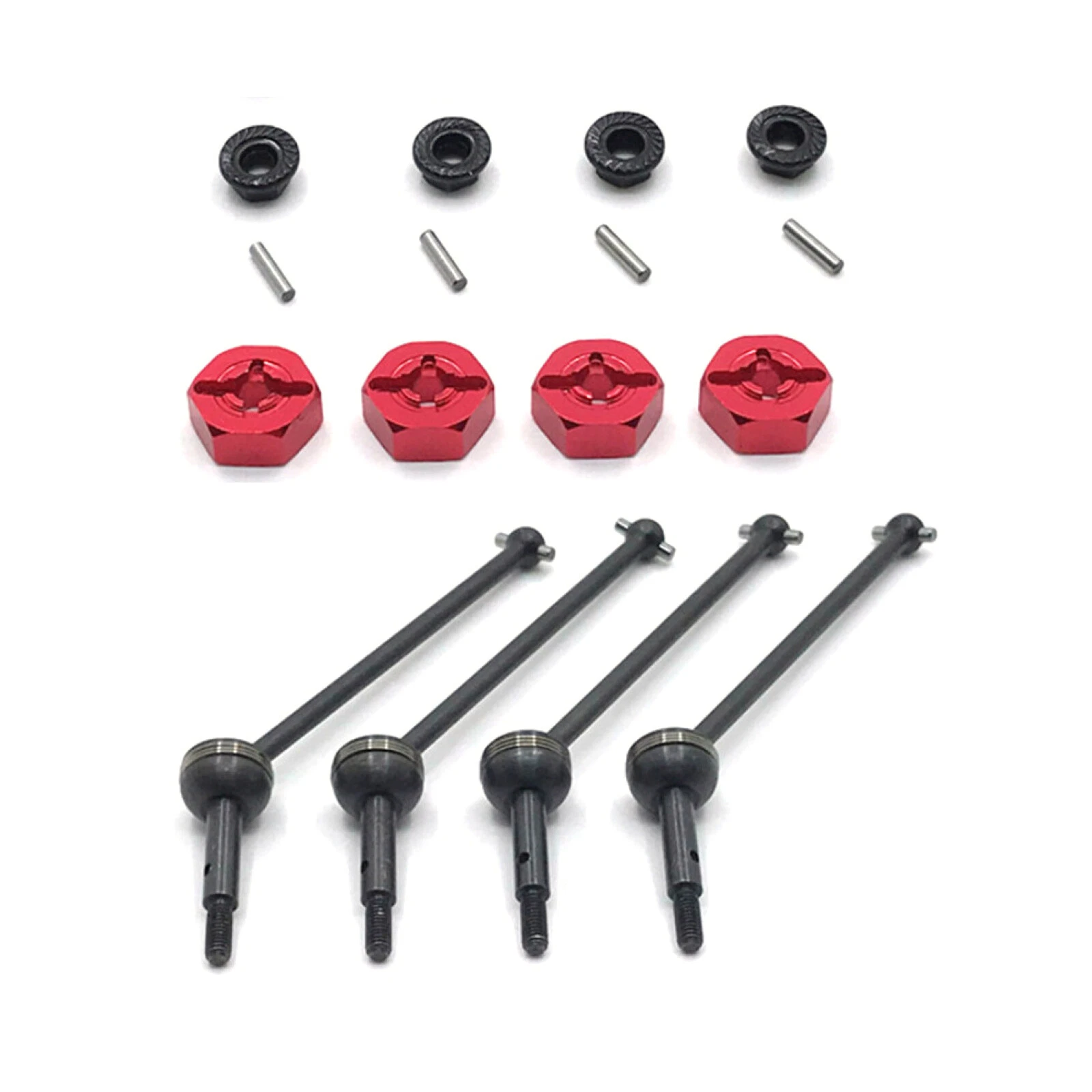 Red Upgrade CVD Drive Shaft Kit For WLtoys 1/14 144001 1/12 124016