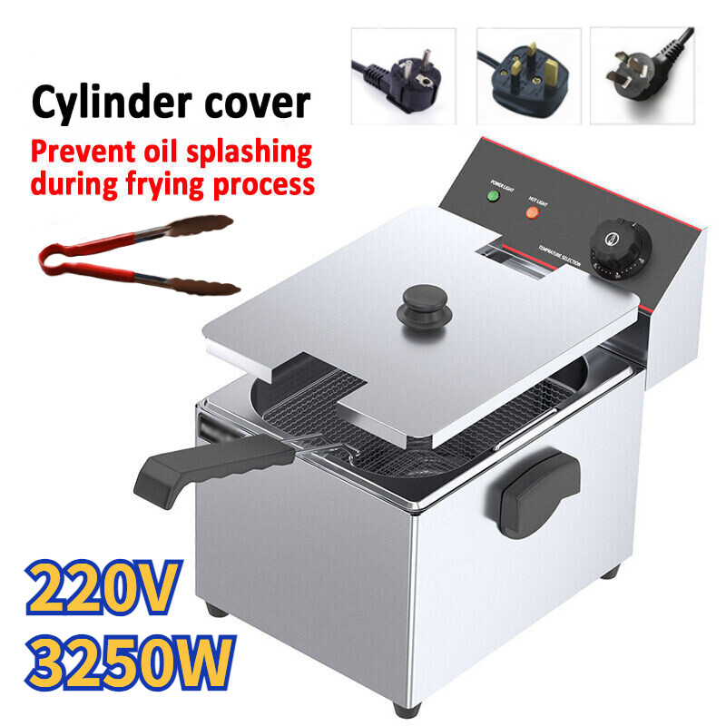 3250W 220V Commercial 12L Deep Fryer Stainless Steel Electric Fat Chip Frying