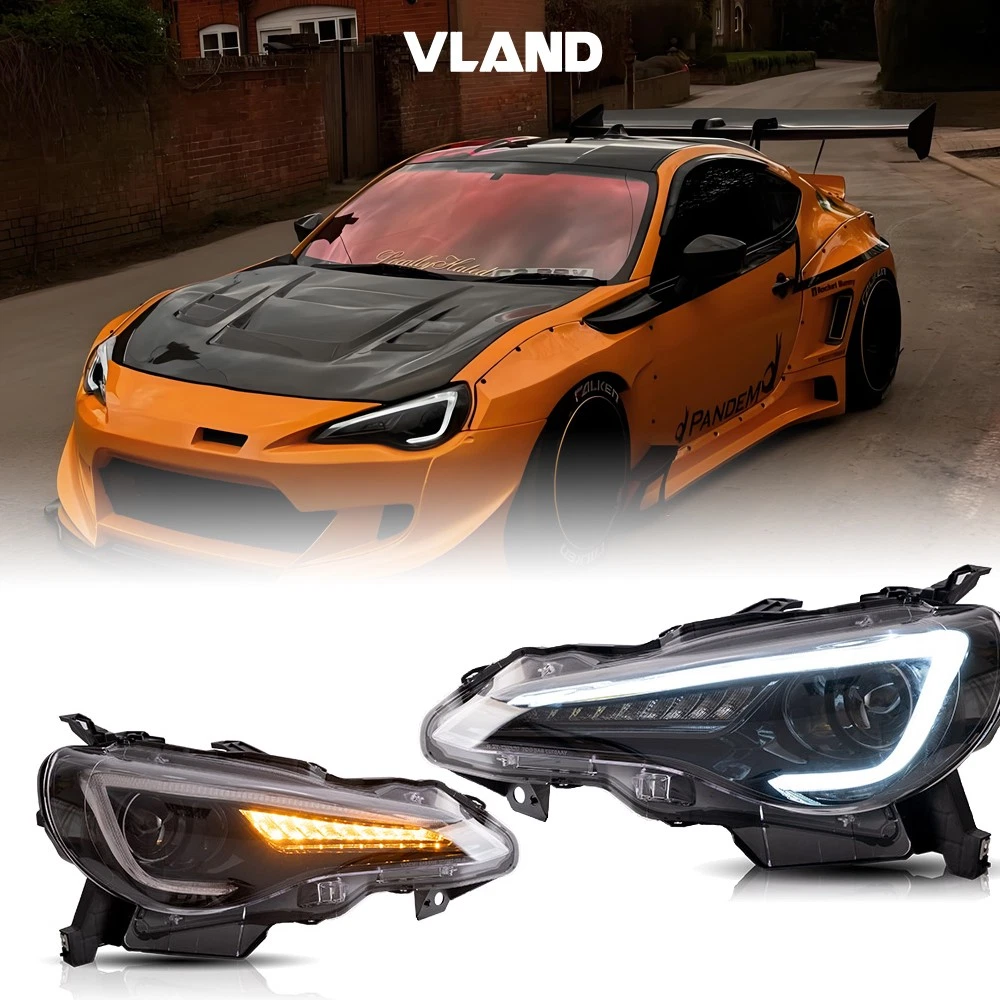 t*9様 VLand 86 BRZ Headlight (USED)(Yello VLAND LED DRL Headlights For Toyota 86 Subaru BRZ Scion FRS