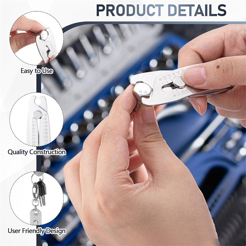 Bolt & Nut Sizer Tool - Portable Keychain Size Finder For Metric & SAE Fasteners (5 Inch)