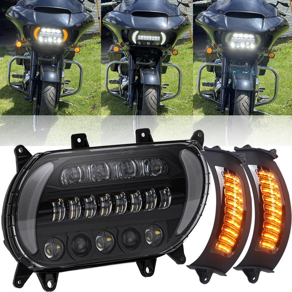 For 2015-2024 Harley Road Glide FLTR LED Headlight + Vent Side
